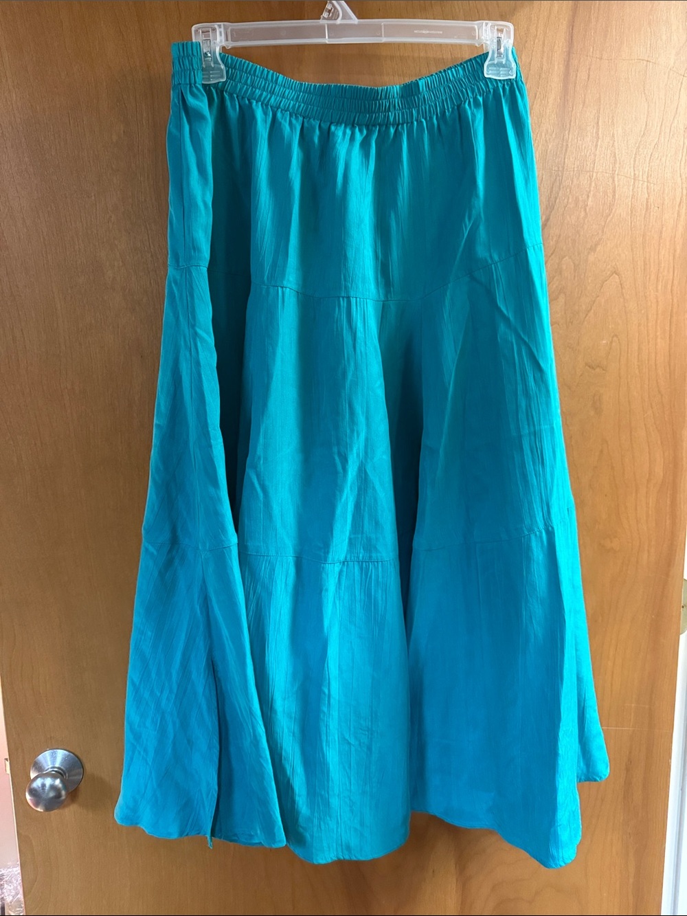 Women’s Teal Tiered Maxi Skirt with Stretch Waistband